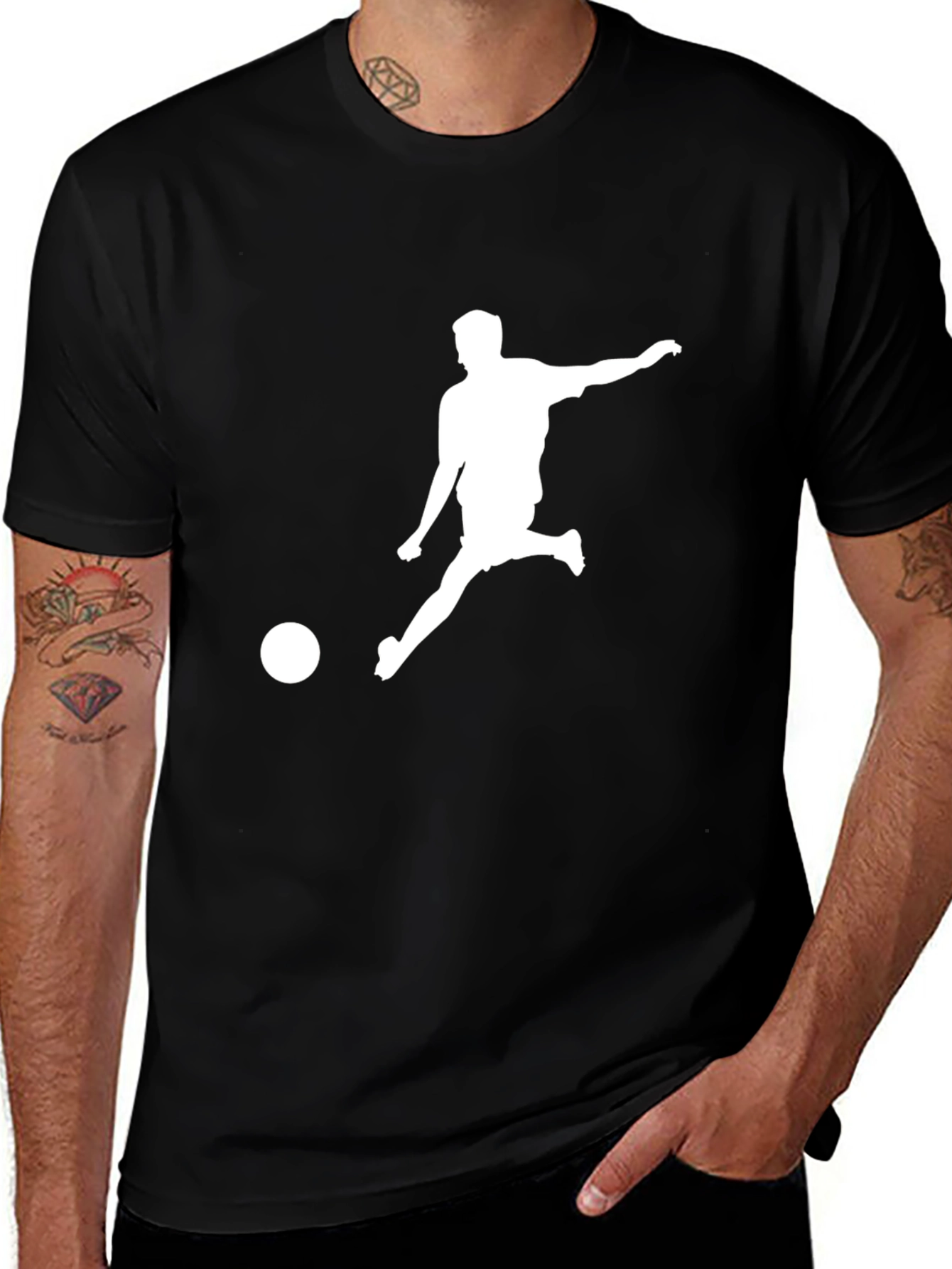 Soccer Player Graphic T-Shirt - Black