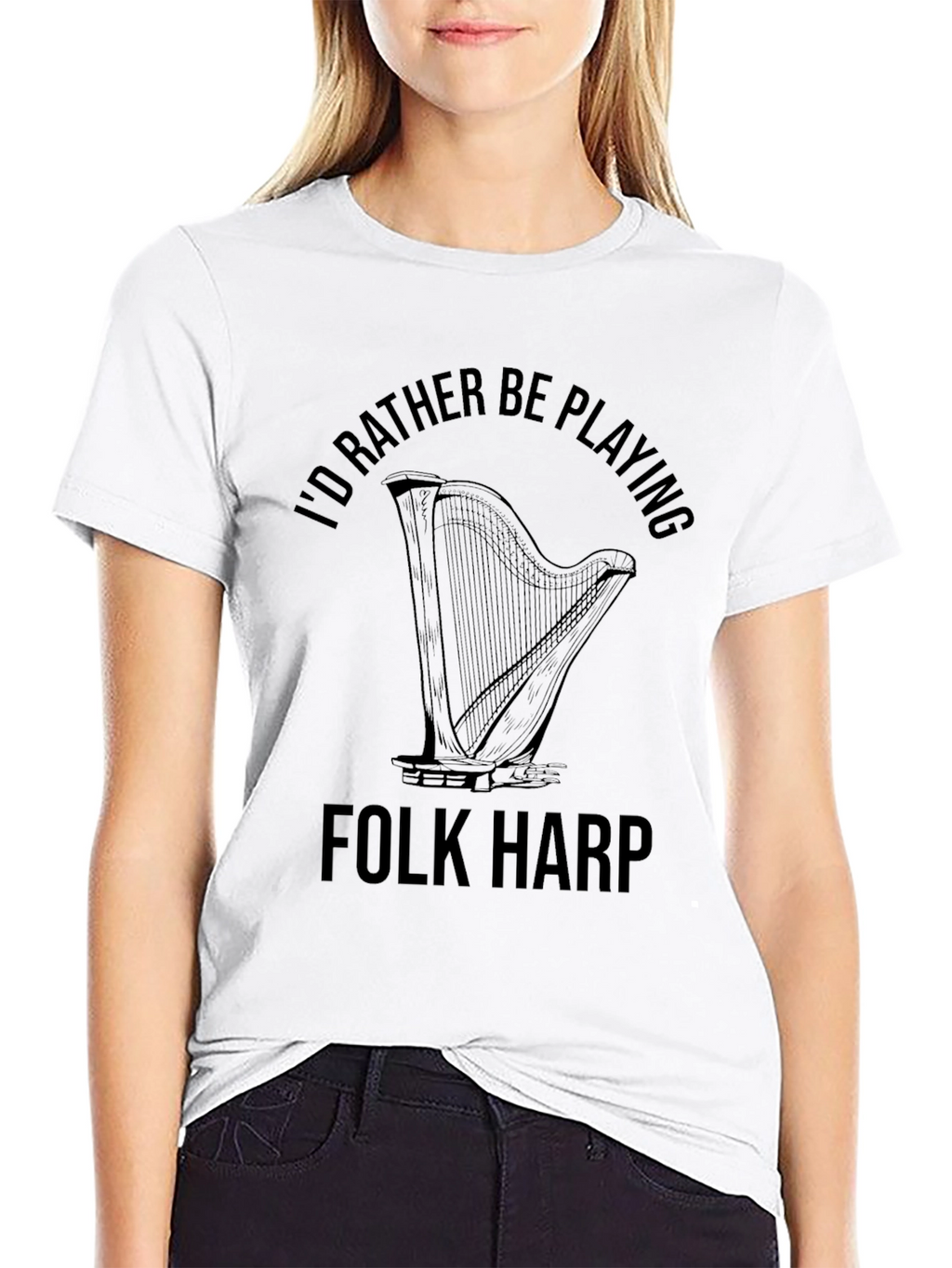 Id Rather Be Playing Folk Harp T-Shirt
