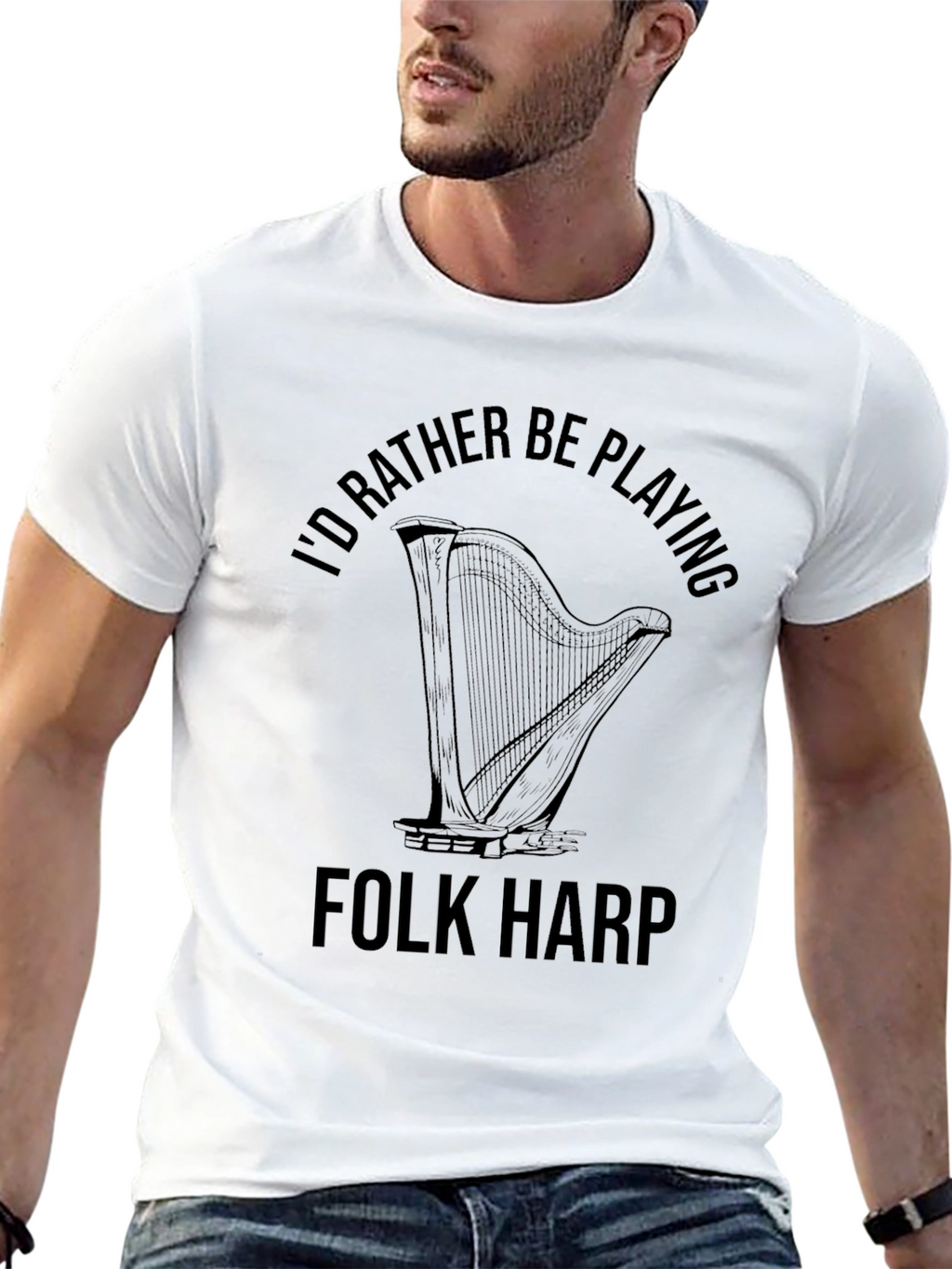 Id Rather Be Playing Folk Harp T-Shirt