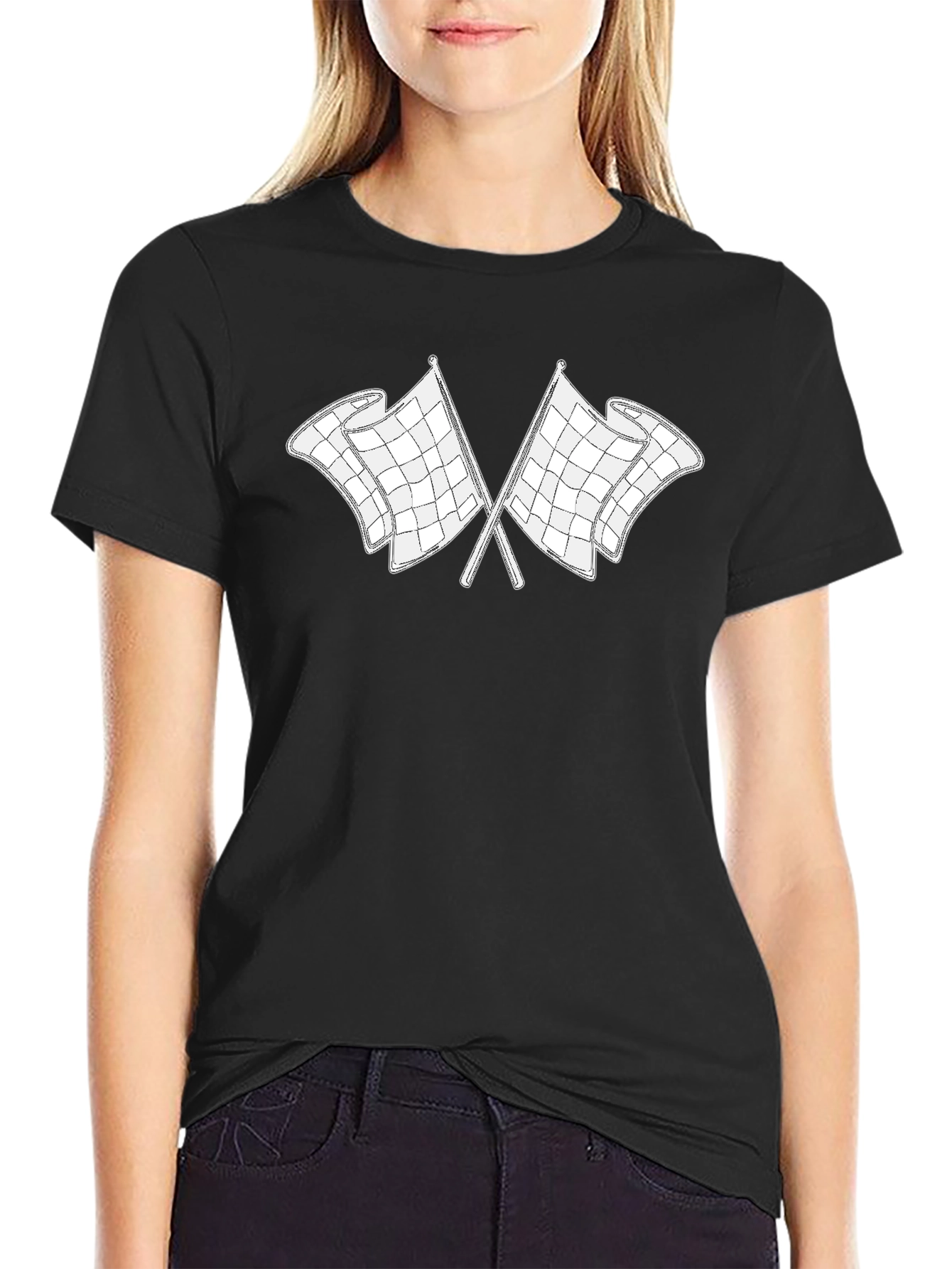 Checkered Flag Graphic T-Shirt - Race Day Ready
