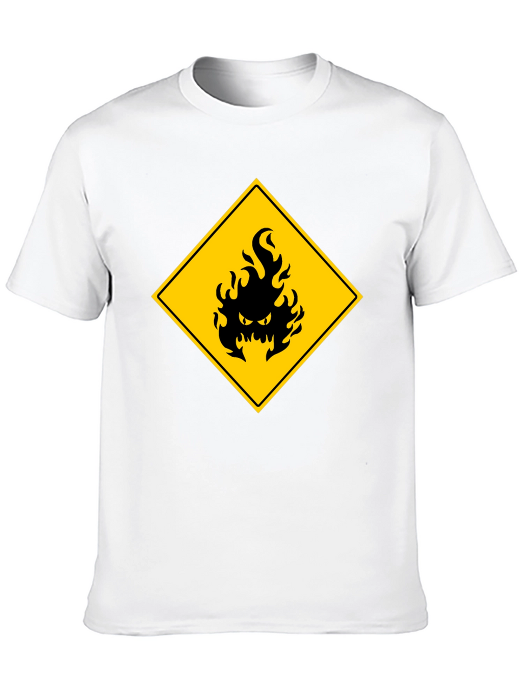 Mens Black T-Shirt - Hazard Fire Graphic