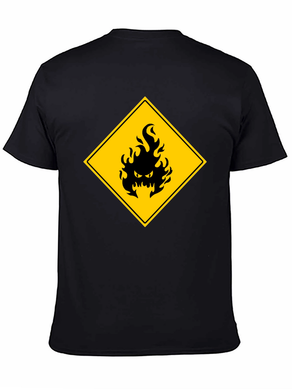 Mens Black T-Shirt - Hazard Fire Graphic
