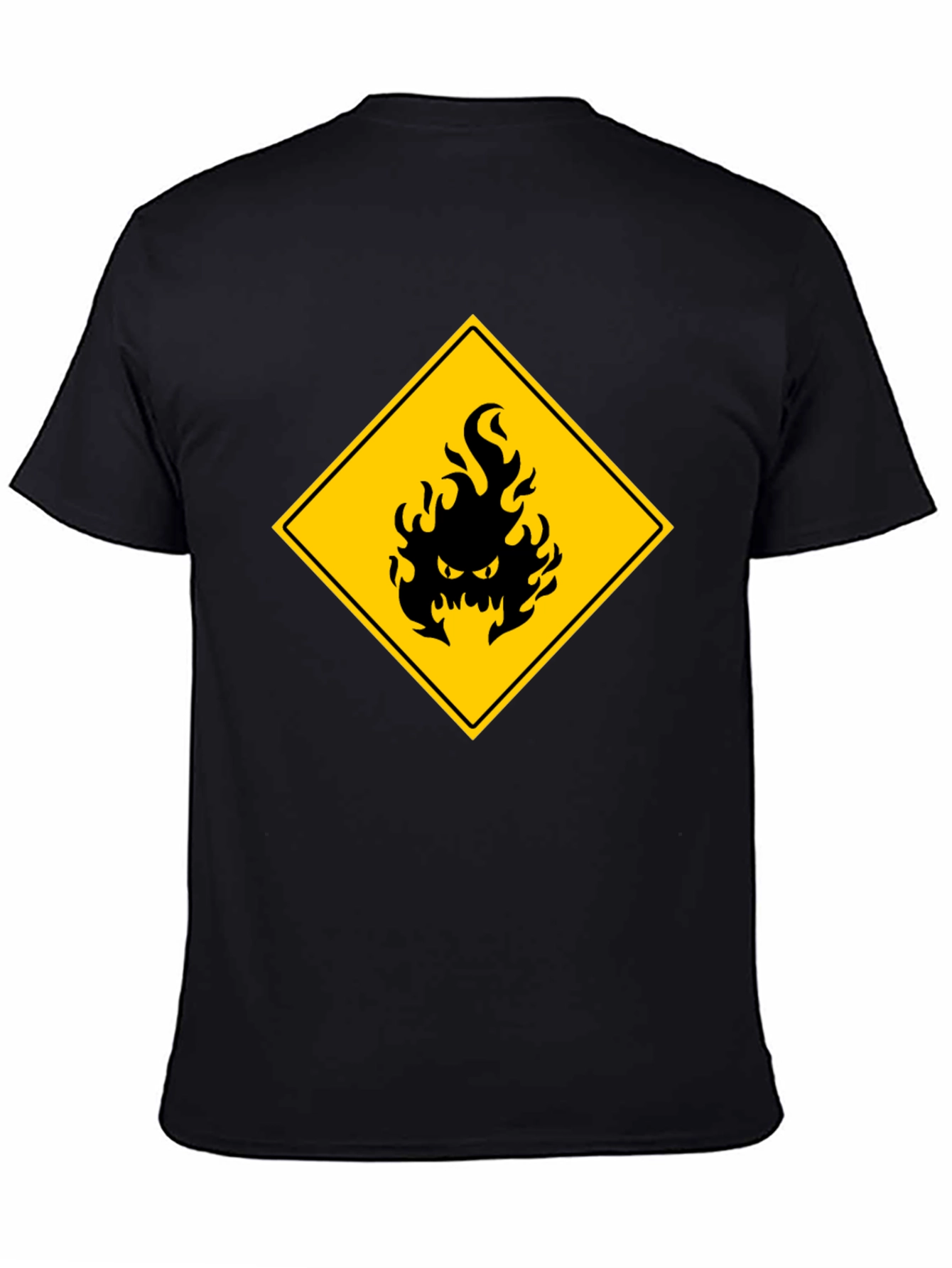 Mens Black T-Shirt - Hazard Fire Graphic