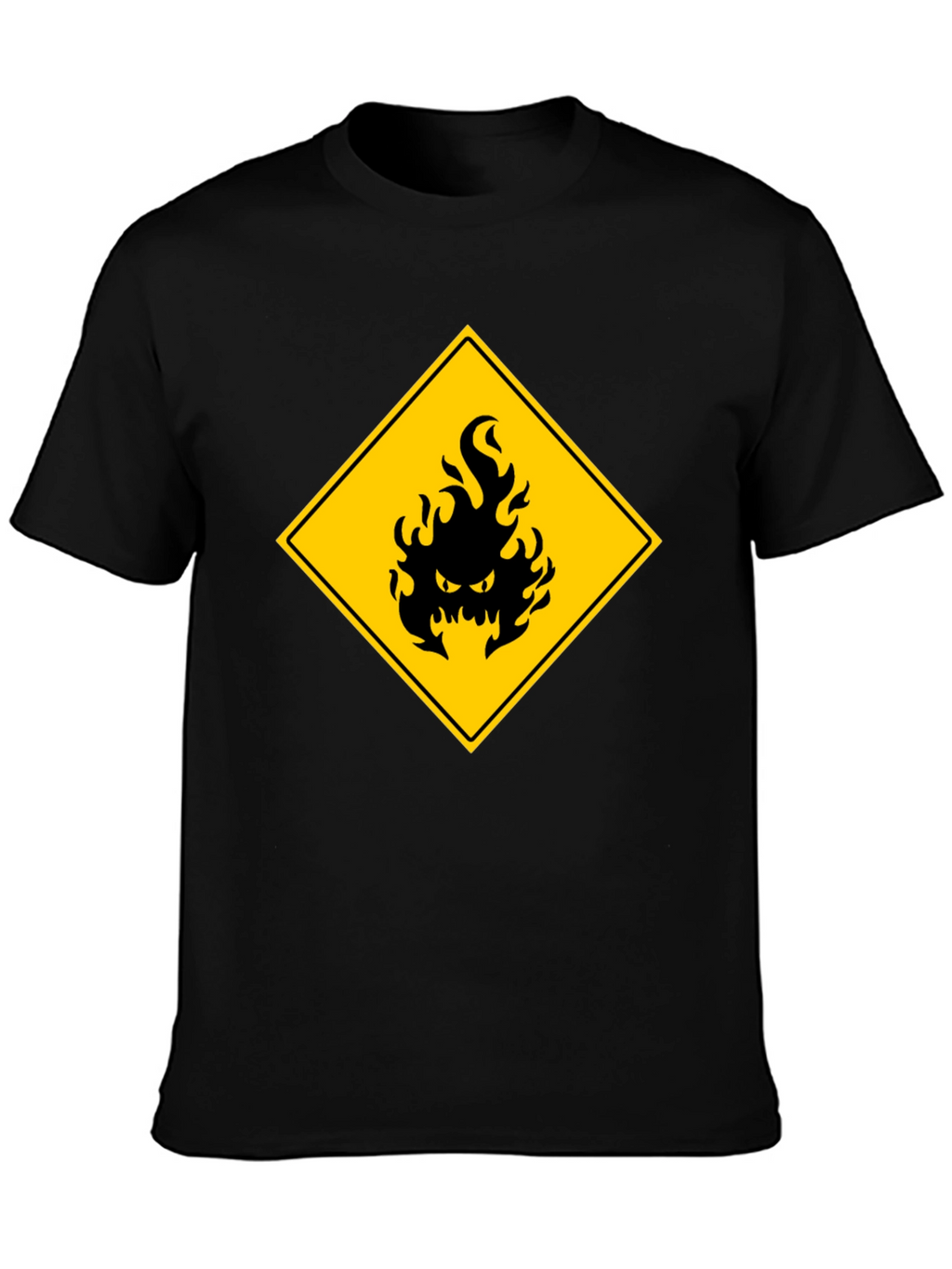 Mens Black T-Shirt - Hazard Fire Graphic