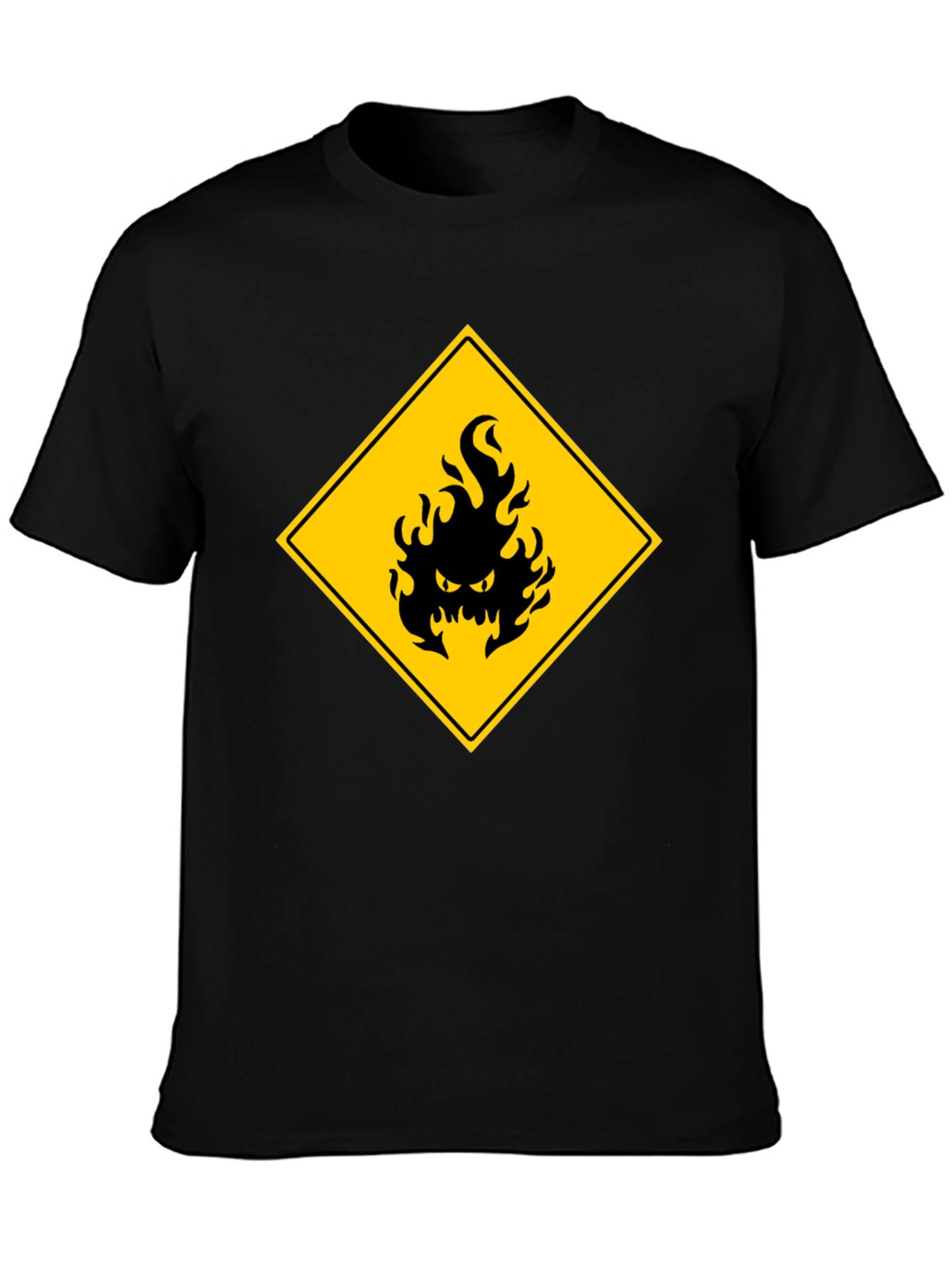 Mens Black T-Shirt - Hazard Fire Graphic