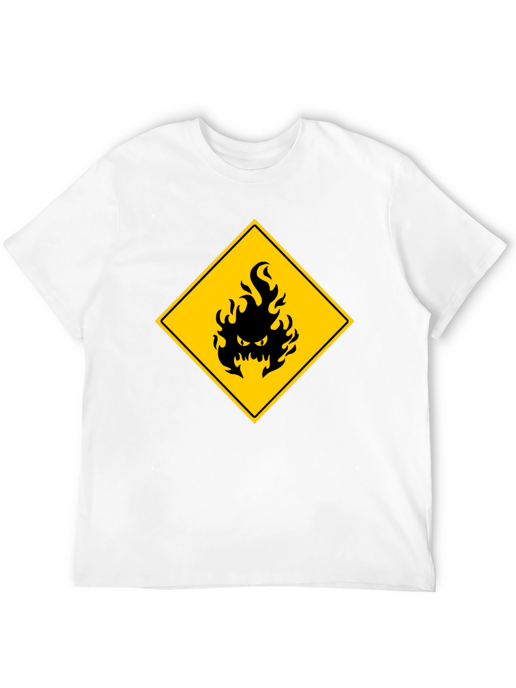 Mens Black T-Shirt - Hazard Fire Graphic