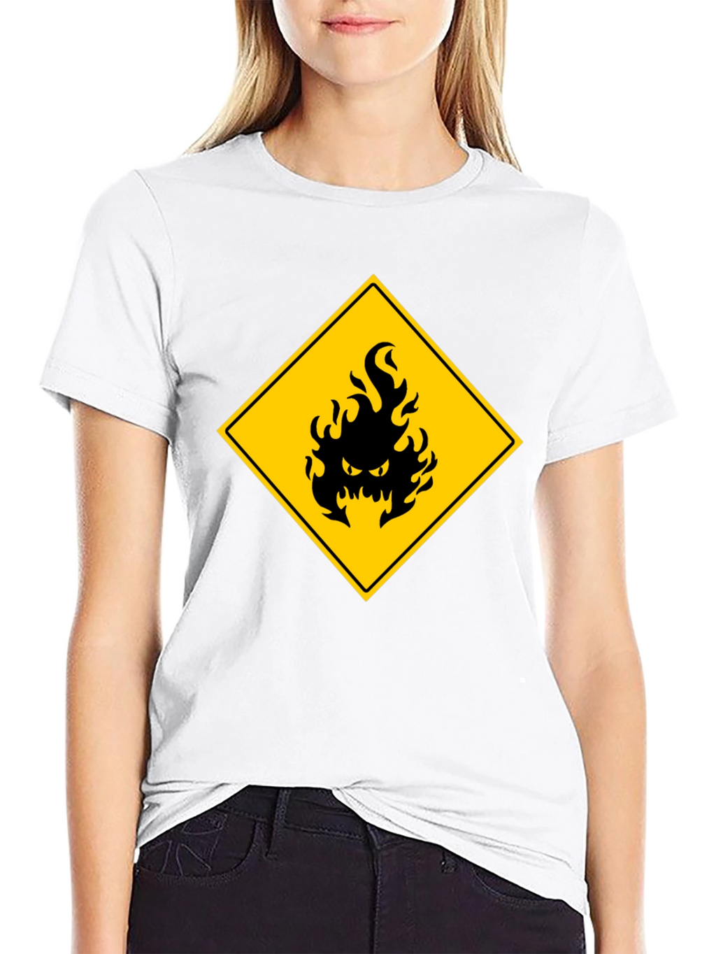 Mens Black T-Shirt - Hazard Fire Graphic