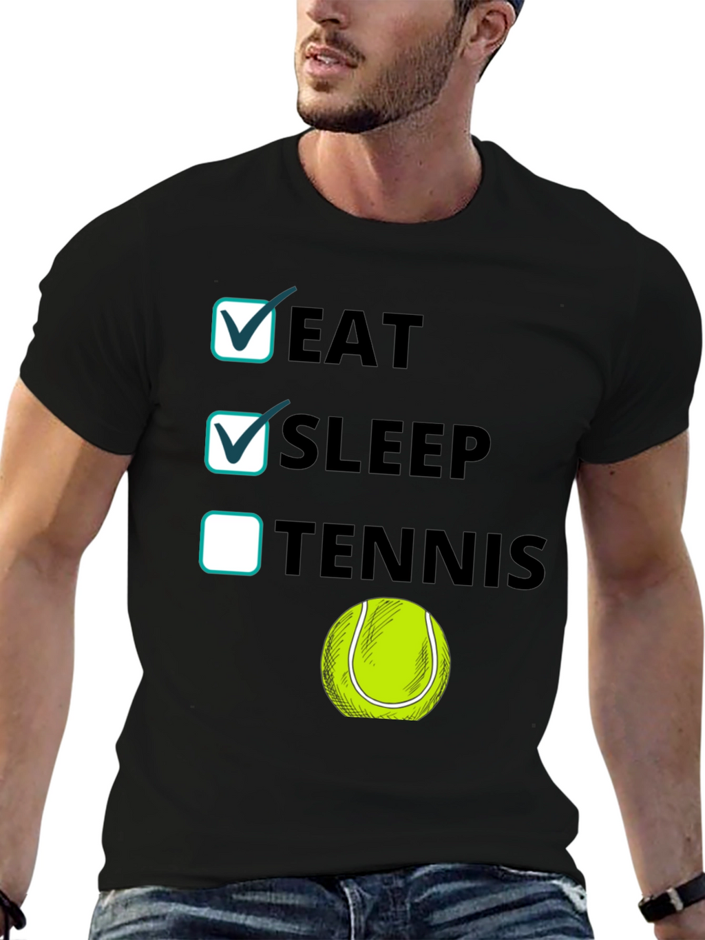 Eat Sleep Tennis Funny Graphic Tee