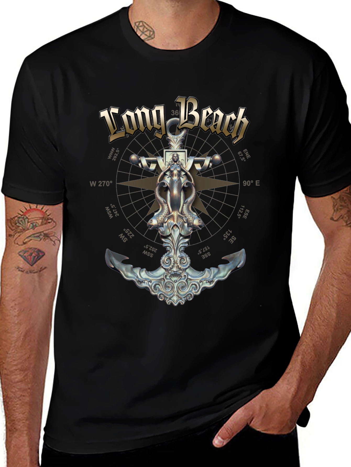 Long Beach Nautical Anchor Graphic Tee