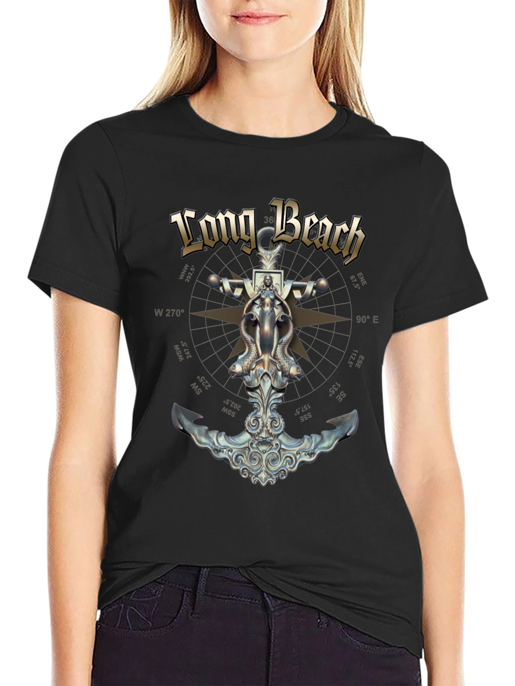 Long Beach Nautical Anchor Graphic Tee