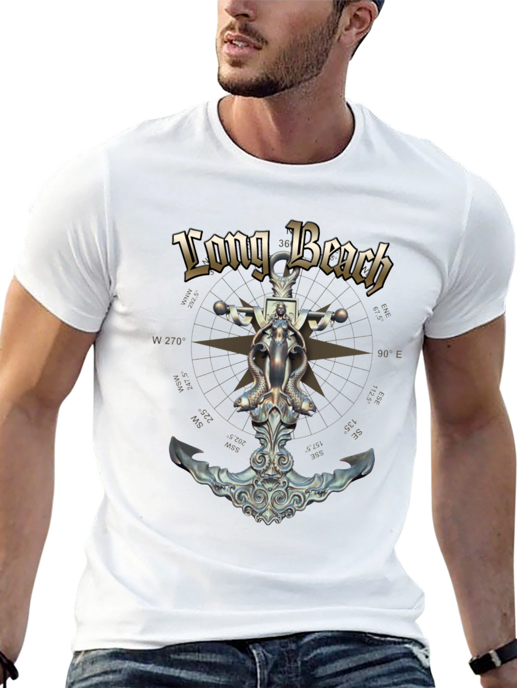 Long Beach Nautical Anchor Graphic Tee