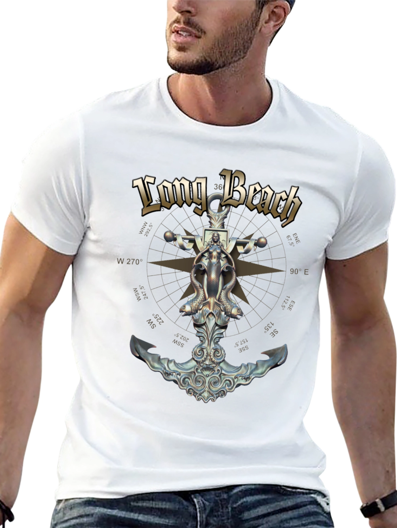 Long Beach Nautical Anchor Graphic Tee