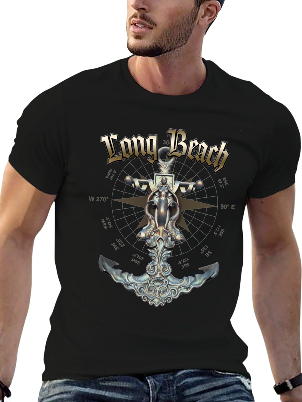 Long Beach Nautical Anchor Graphic Tee
