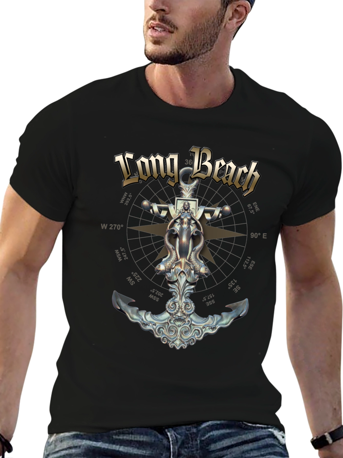 Long Beach Nautical Anchor Graphic Tee