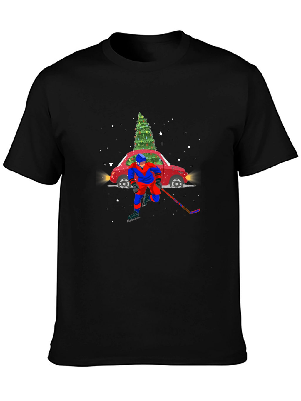 Festive Hockey Car Christmas Tree T-Shirt