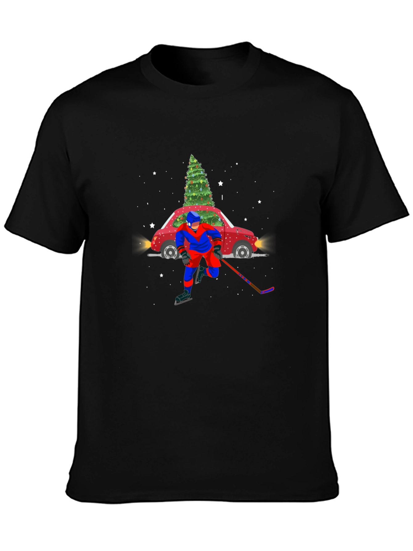Festive Hockey Car Christmas Tree T-Shirt
