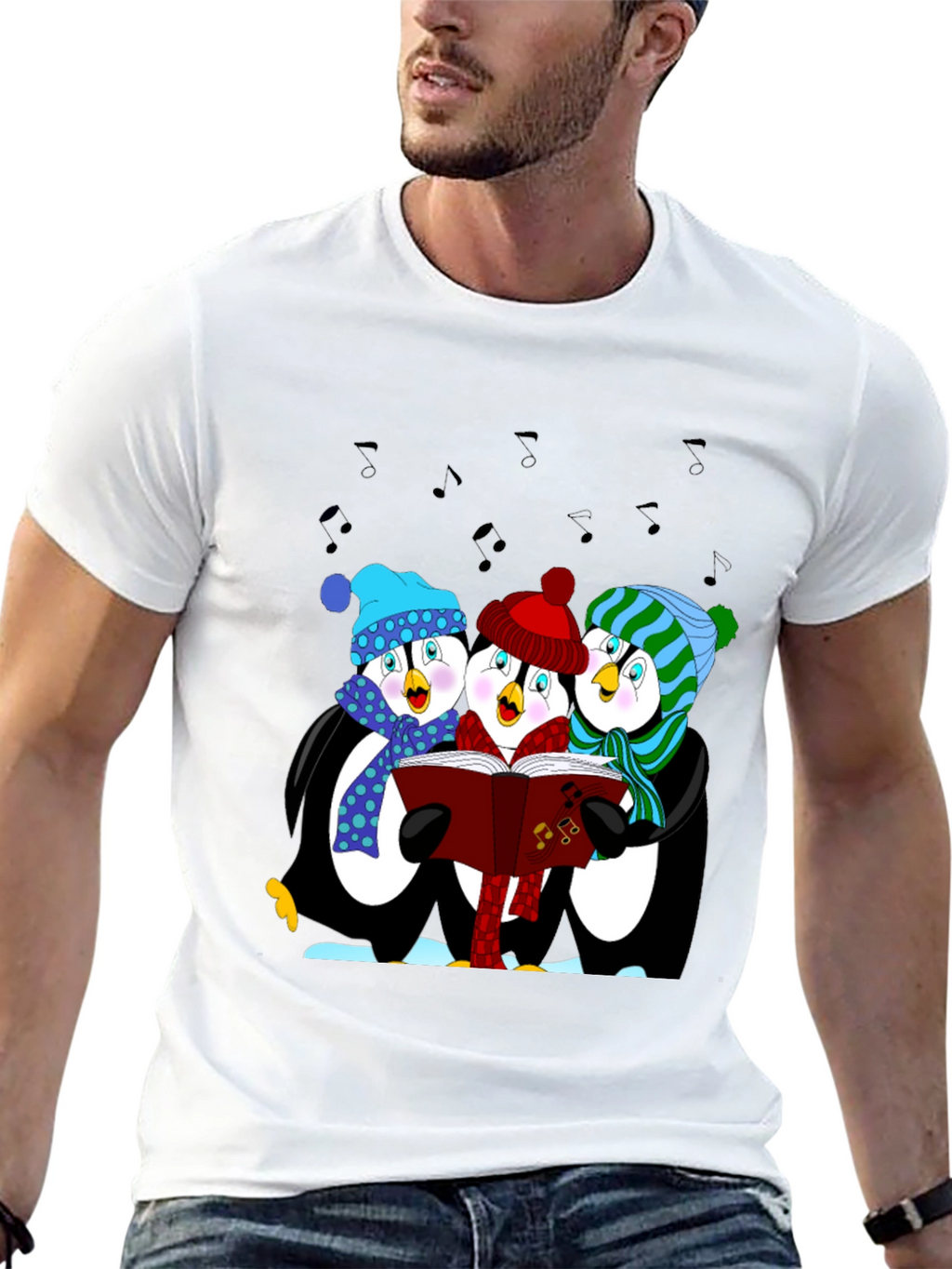 Penguin Carolers T-Shirt - Winter Holiday Apparel