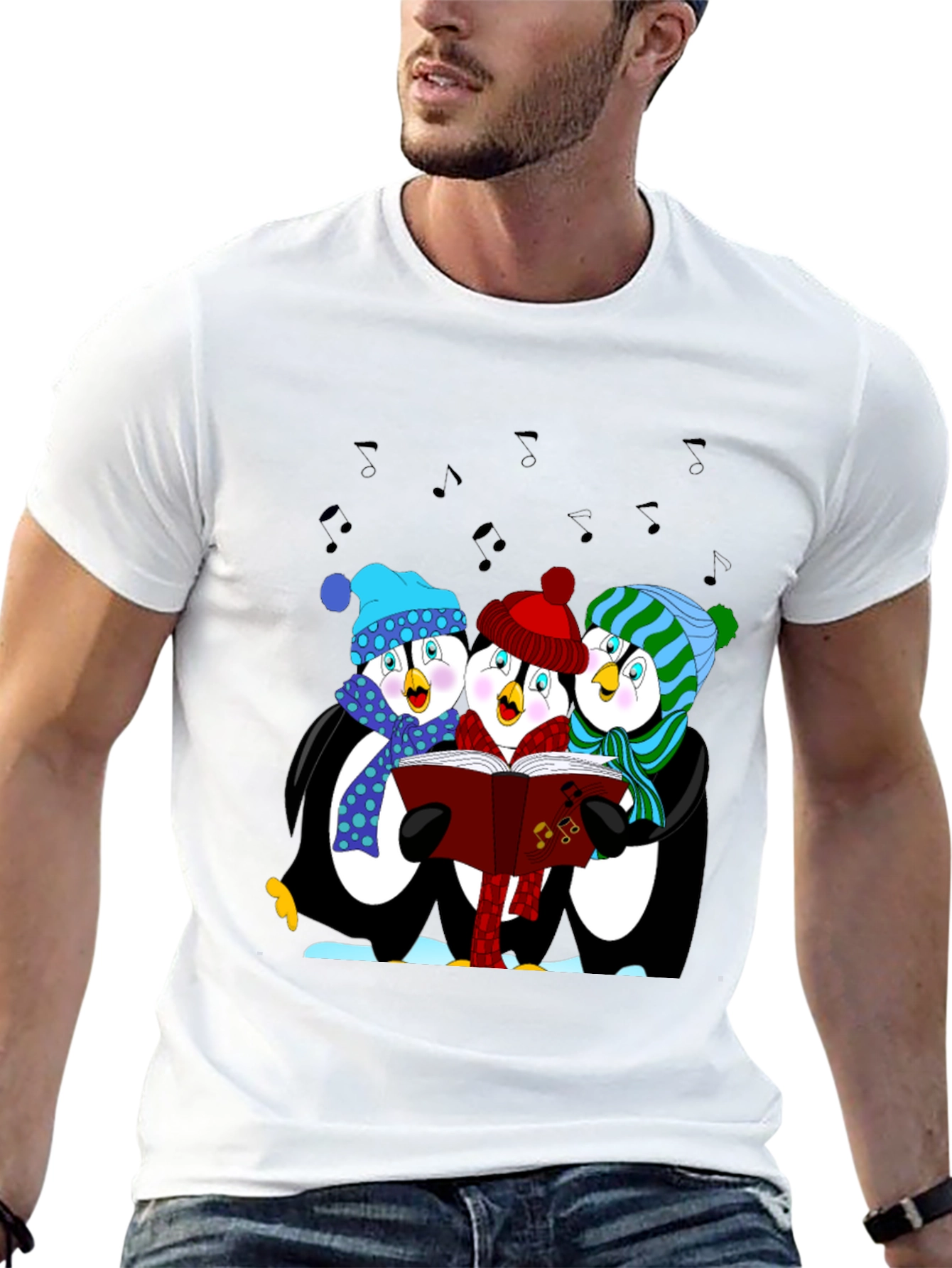 Penguin Carolers T-Shirt - Winter Holiday Apparel