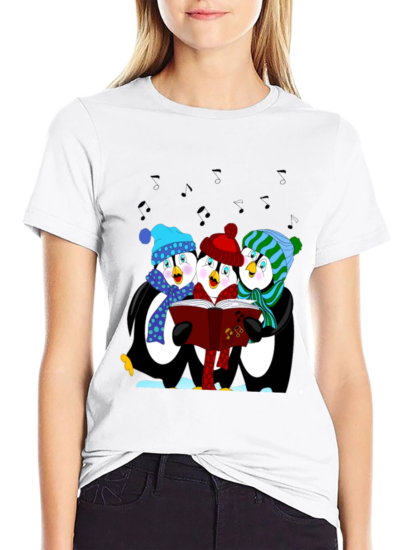Penguin Carolers T-Shirt - Winter Holiday Apparel