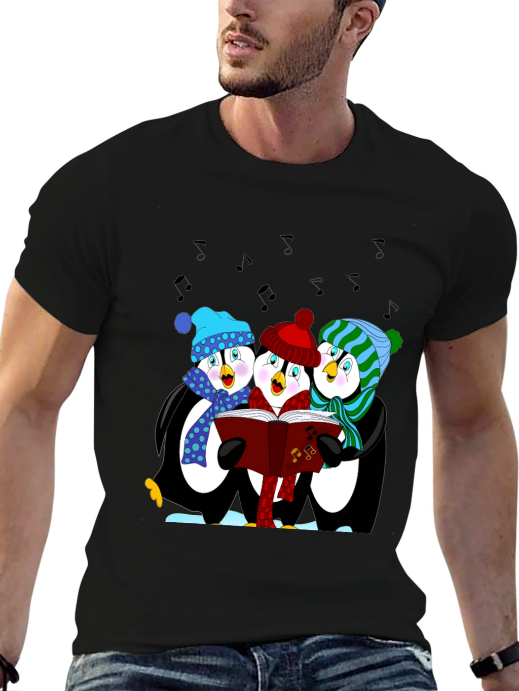 Penguin Carolers T-Shirt - Winter Holiday Apparel