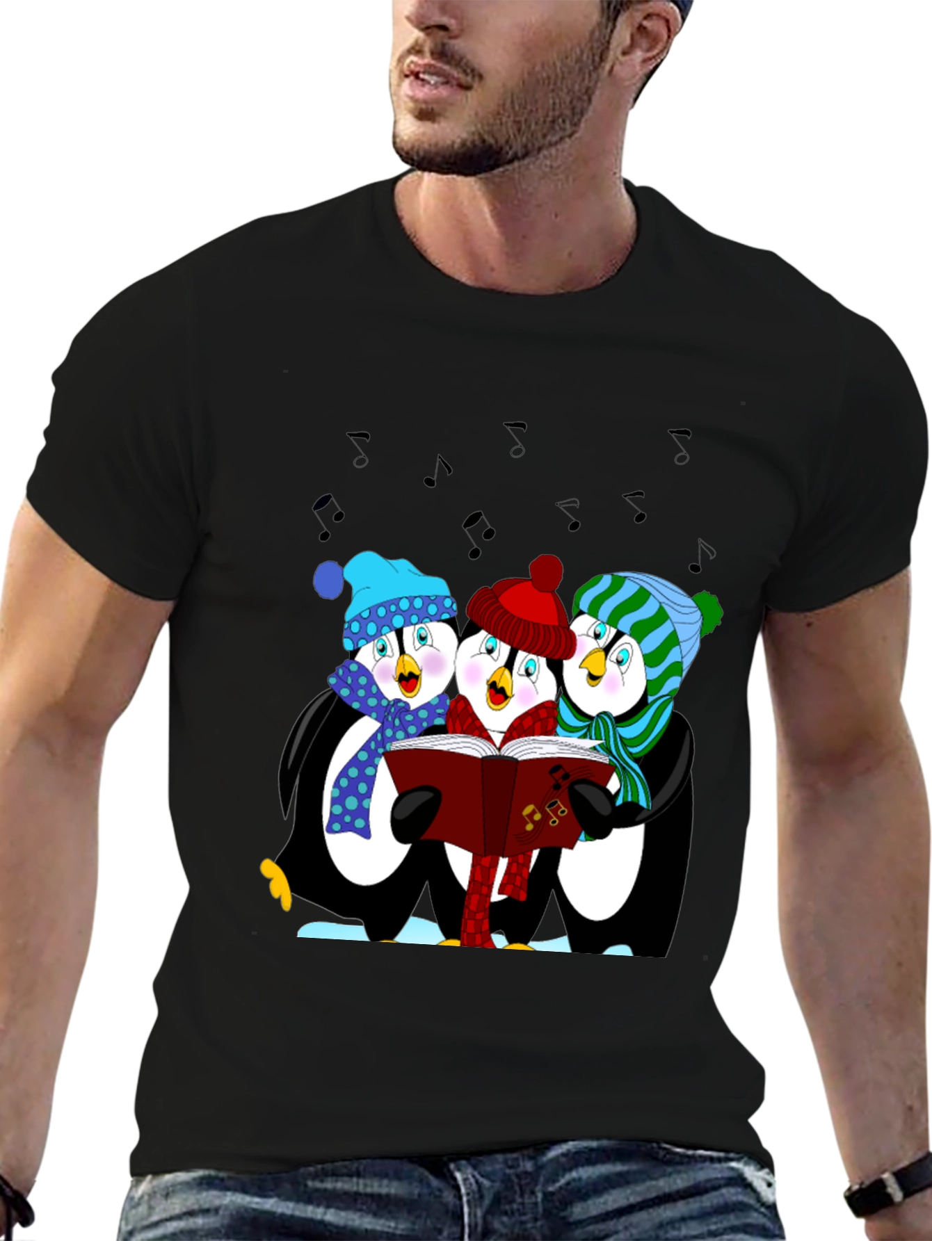 Penguin Carolers T-Shirt - Winter Holiday Apparel