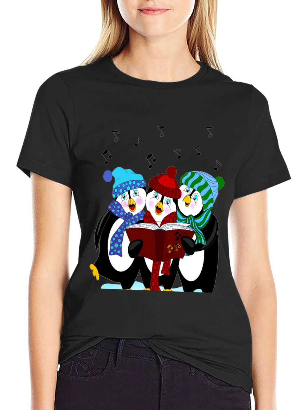 Penguin Carolers T-Shirt - Winter Holiday Apparel