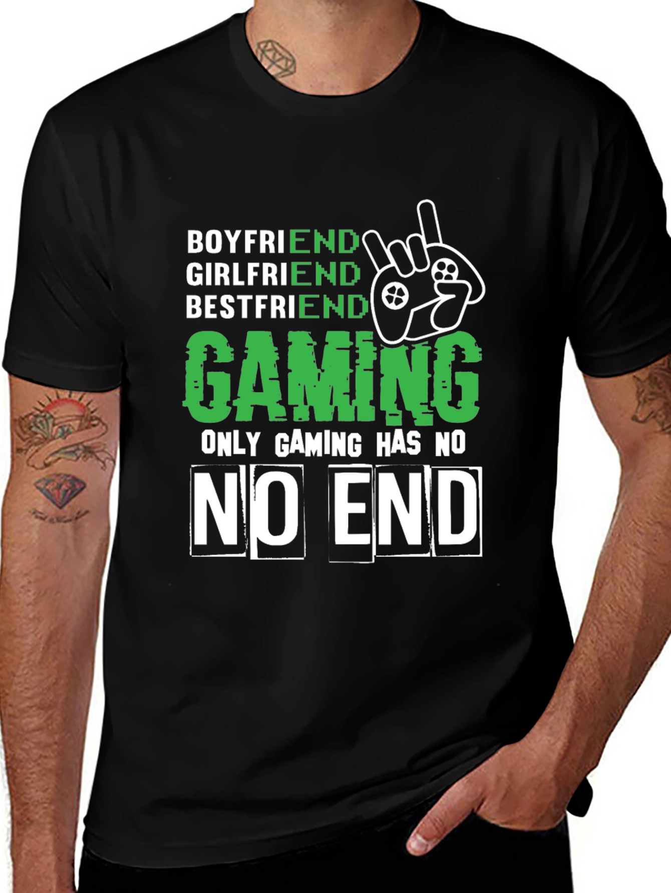 Gamer Tee: Boyfriend Girlfriend Bestfriend Gaming No End