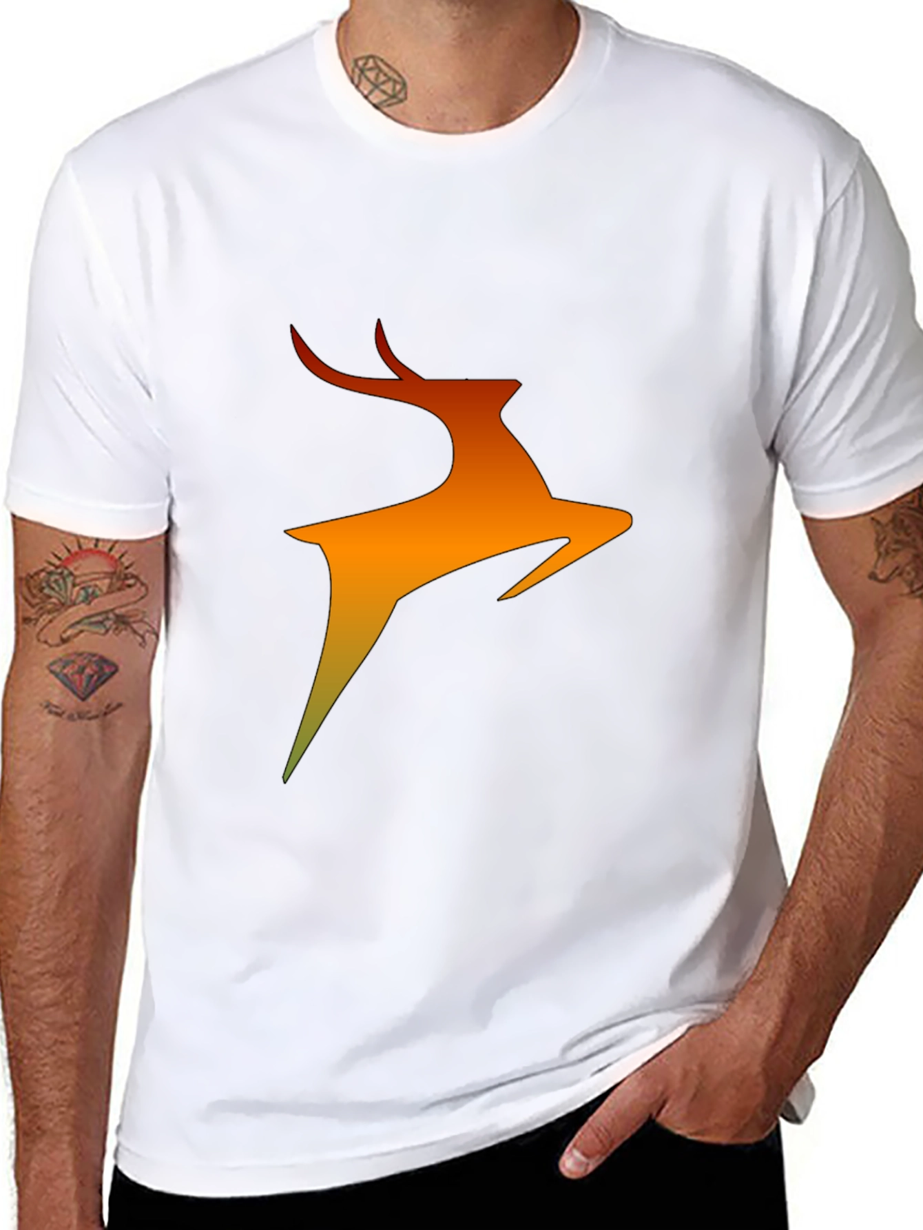 Abstract Deer Graphic Black T-Shirt