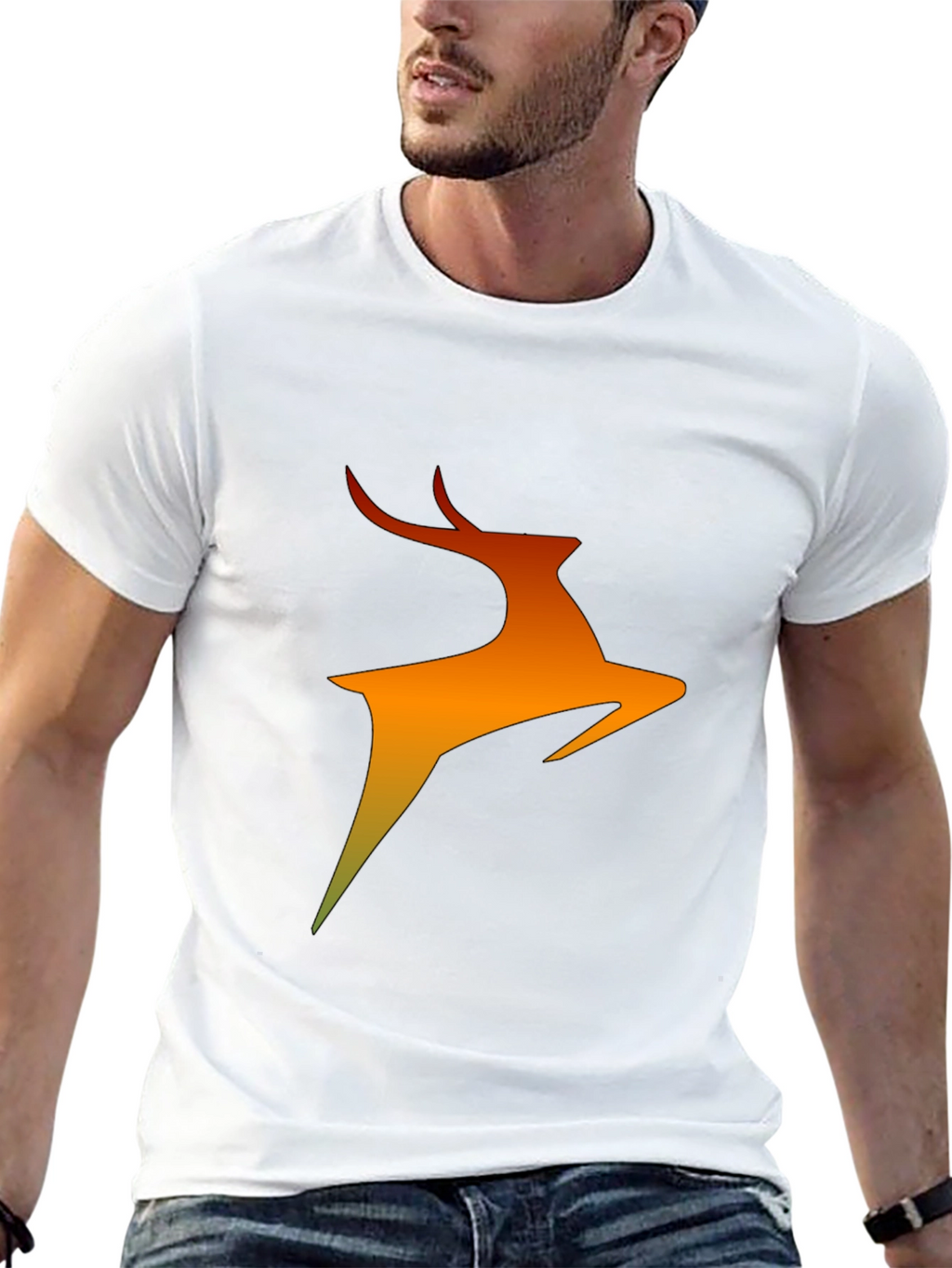Abstract Deer Graphic Black T-Shirt