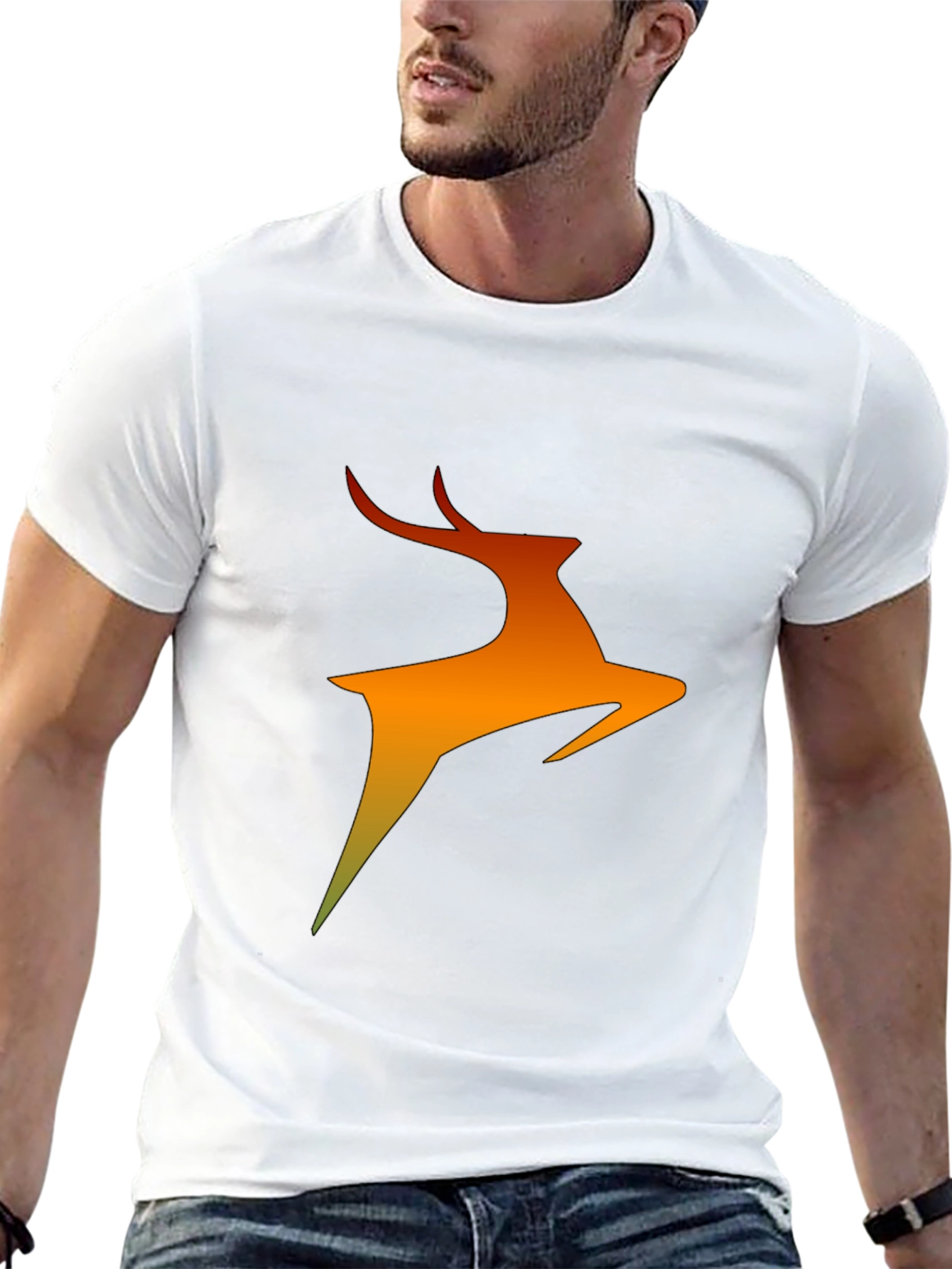 Abstract Deer Graphic Black T-Shirt