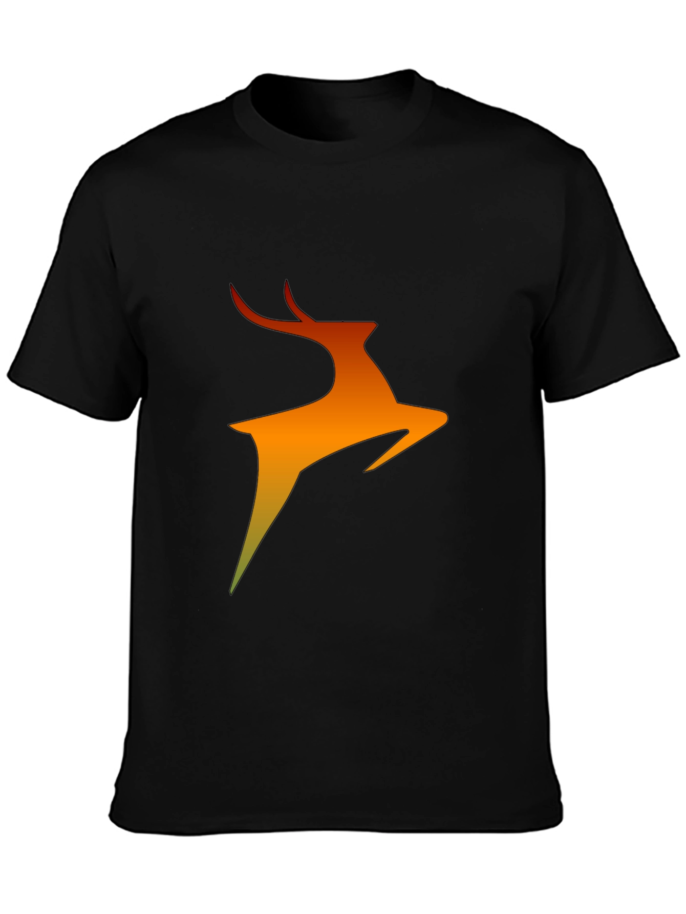 Abstract Deer Graphic Black T-Shirt