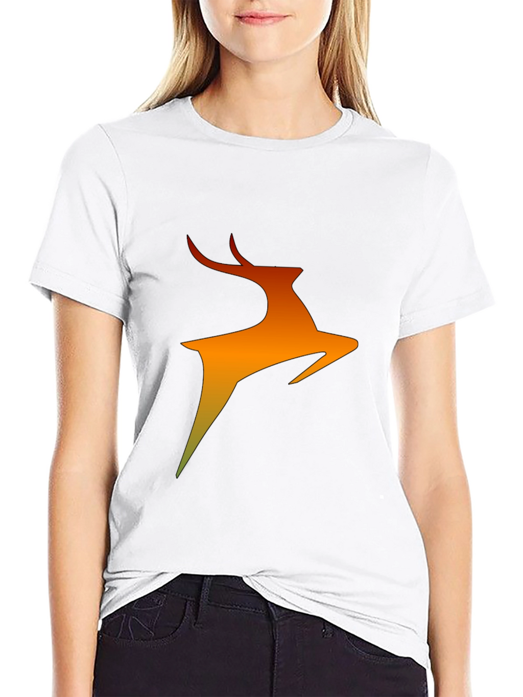 Abstract Deer Graphic Black T-Shirt
