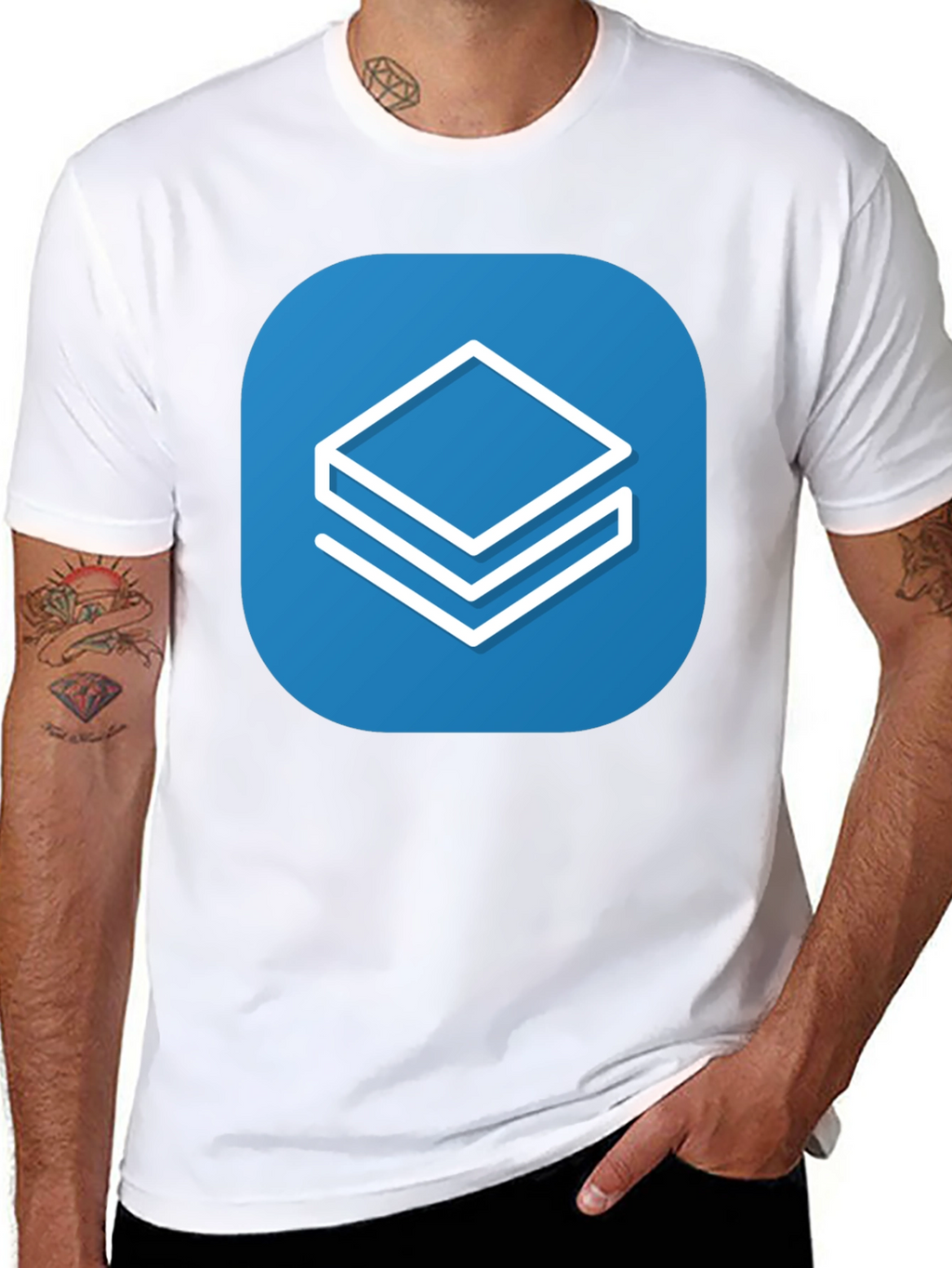 Abstract Stacked Squares Graphic T-Shirt - Casual Style