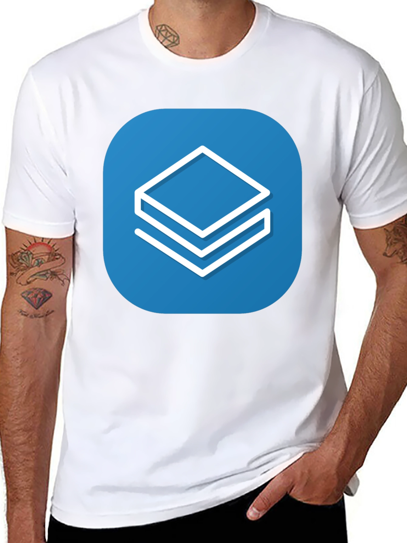 Abstract Stacked Squares Graphic T-Shirt - Casual Style