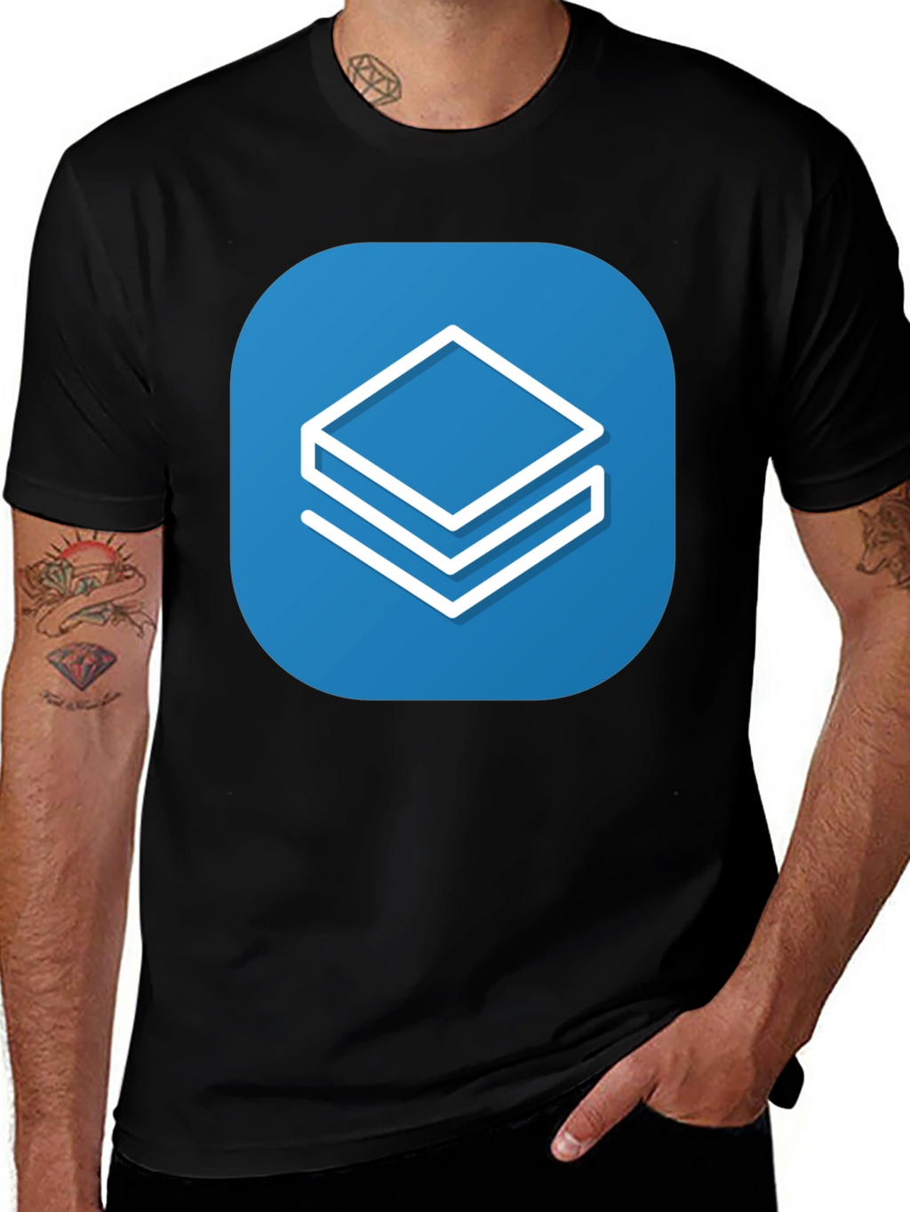 Abstract Stacked Squares Graphic T-Shirt - Casual Style