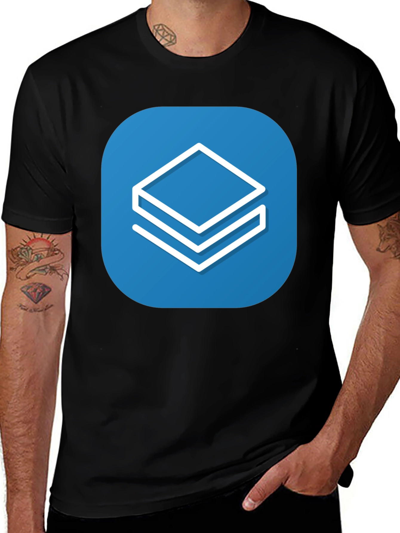 Abstract Stacked Squares Graphic T-Shirt - Casual Style