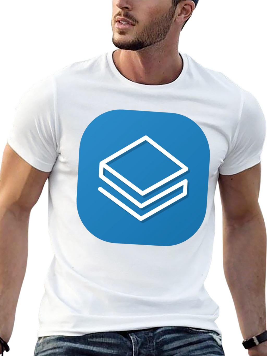 Abstract Stacked Squares Graphic T-Shirt - Casual Style