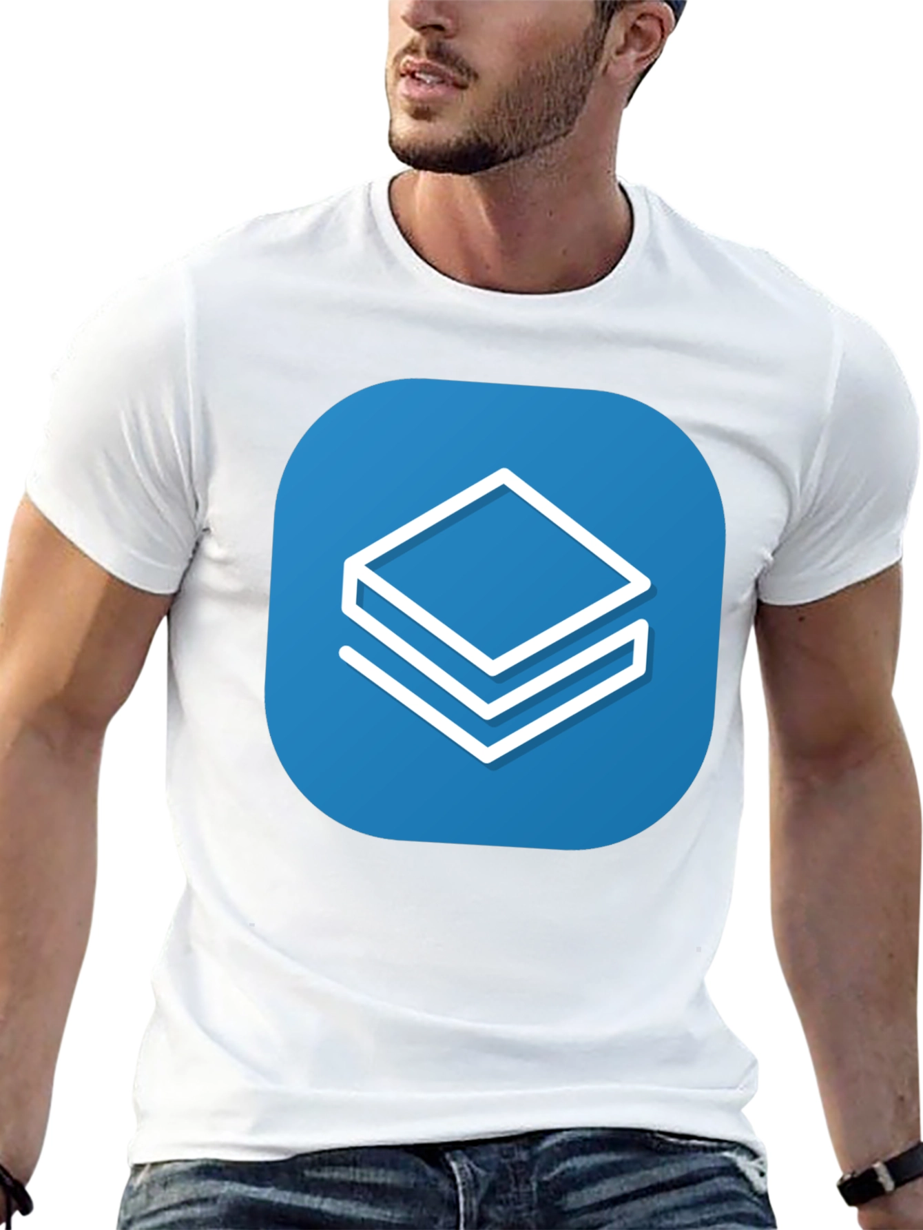Abstract Stacked Squares Graphic T-Shirt - Casual Style