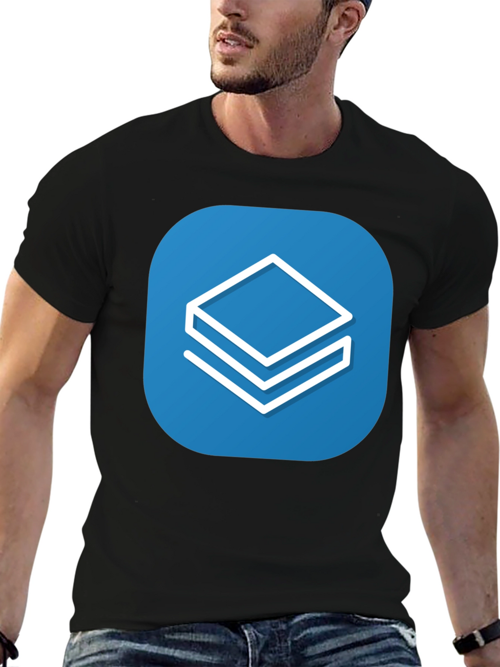 Abstract Stacked Squares Graphic T-Shirt - Casual Style