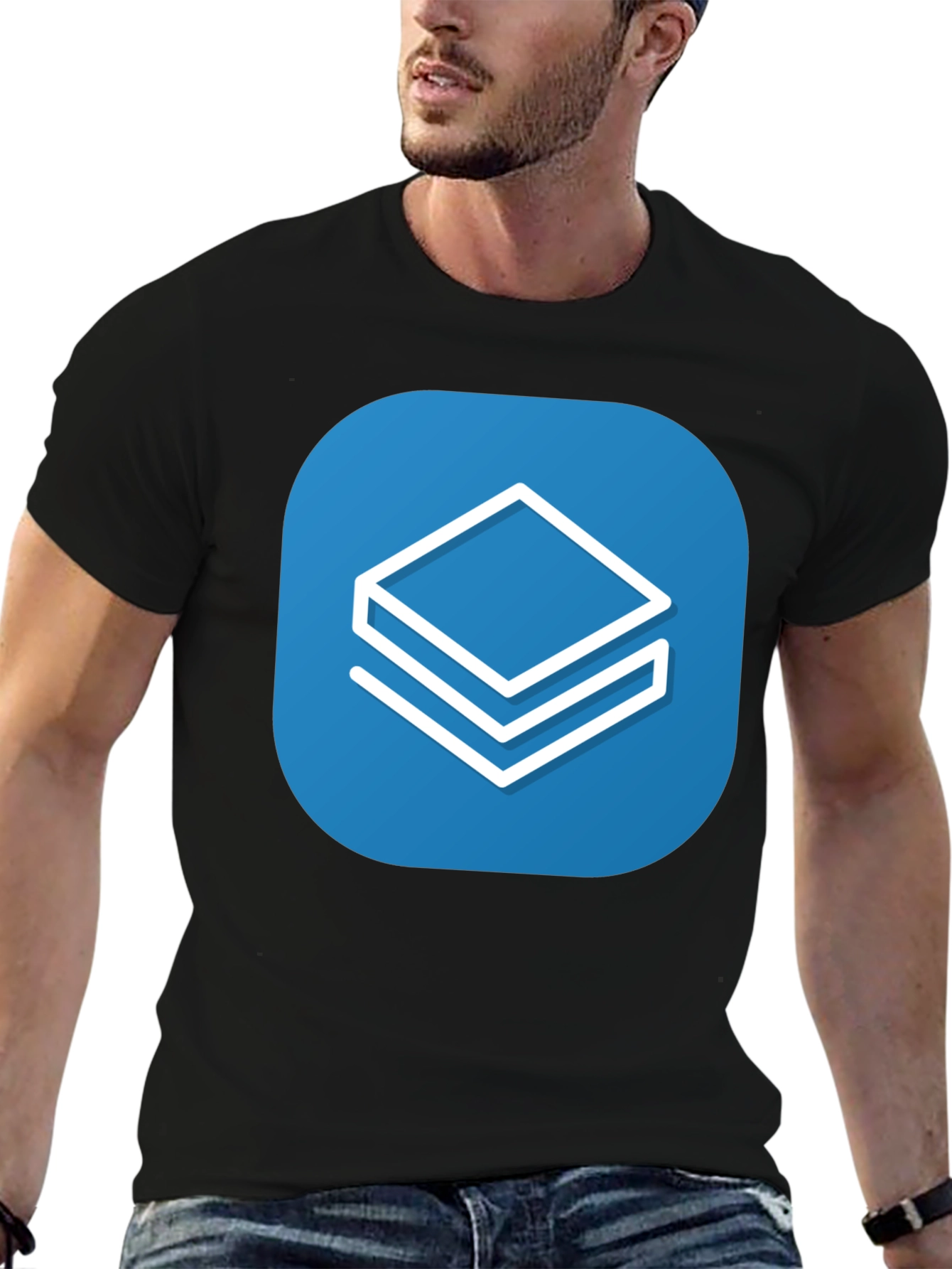 Abstract Stacked Squares Graphic T-Shirt - Casual Style