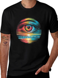Psychedelic Eye Black T-Shirt - Rainbow Vision