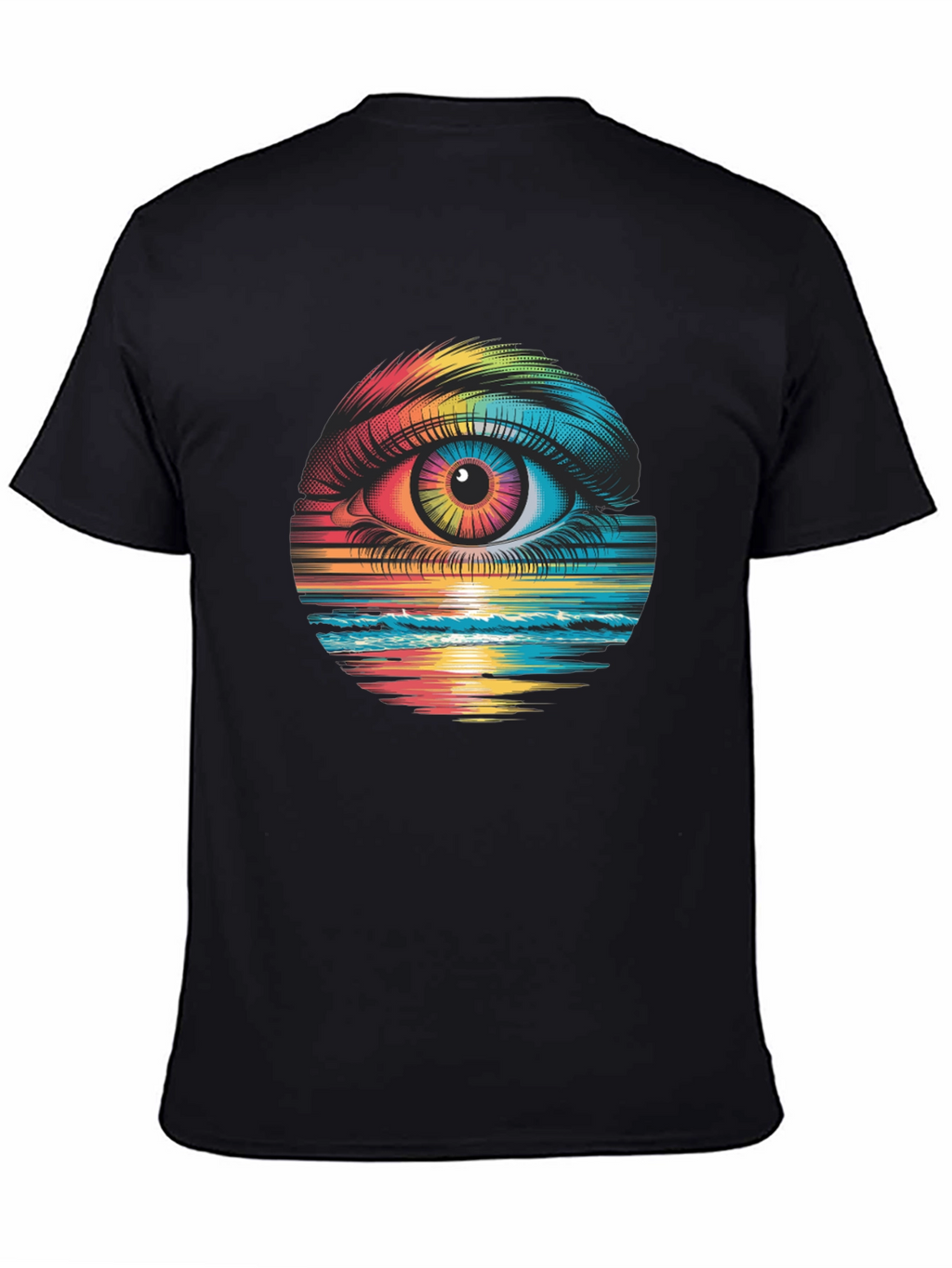 Psychedelic Eye Black T-Shirt - Rainbow Vision