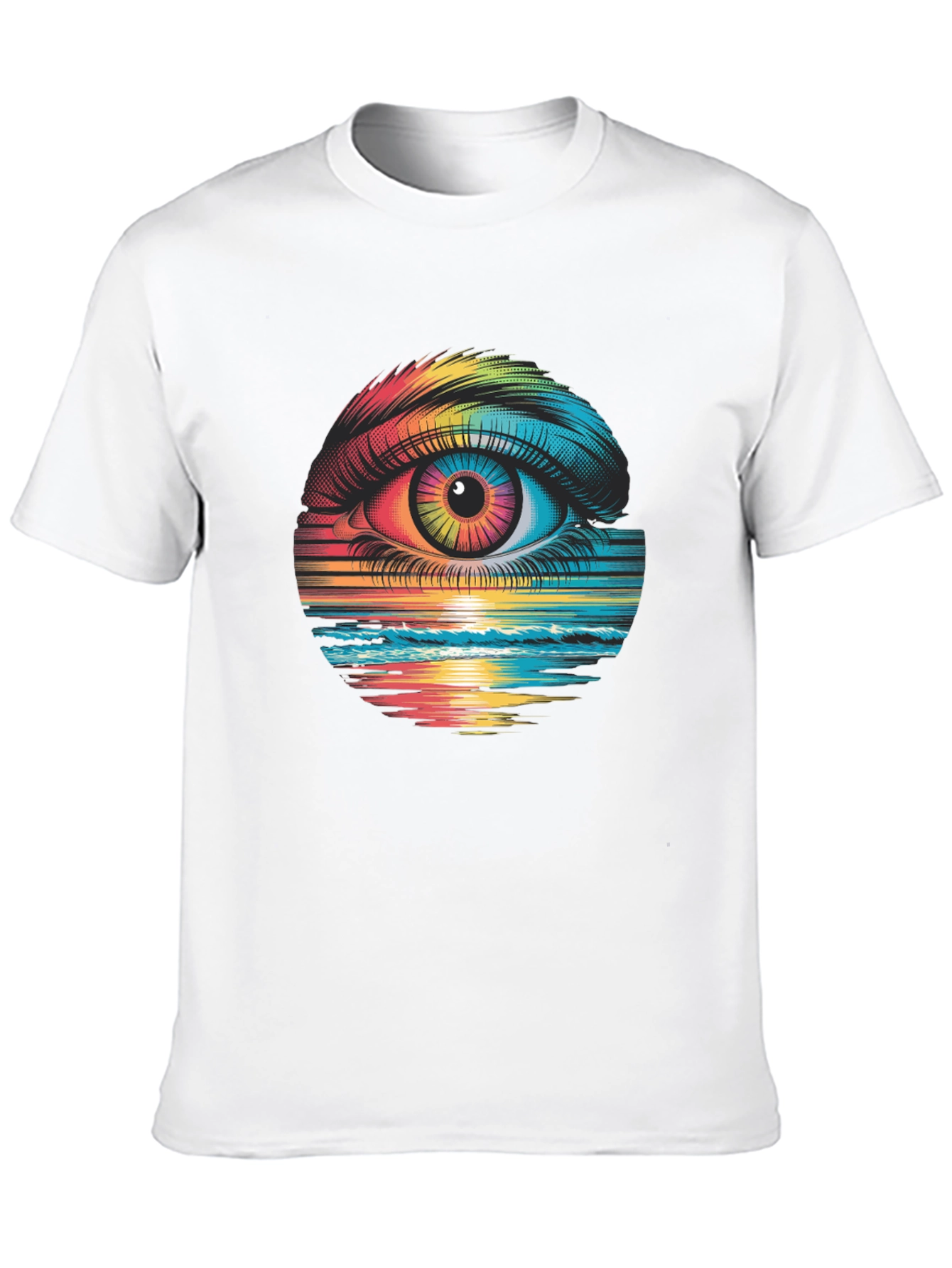 Psychedelic Eye Black T-Shirt - Rainbow Vision