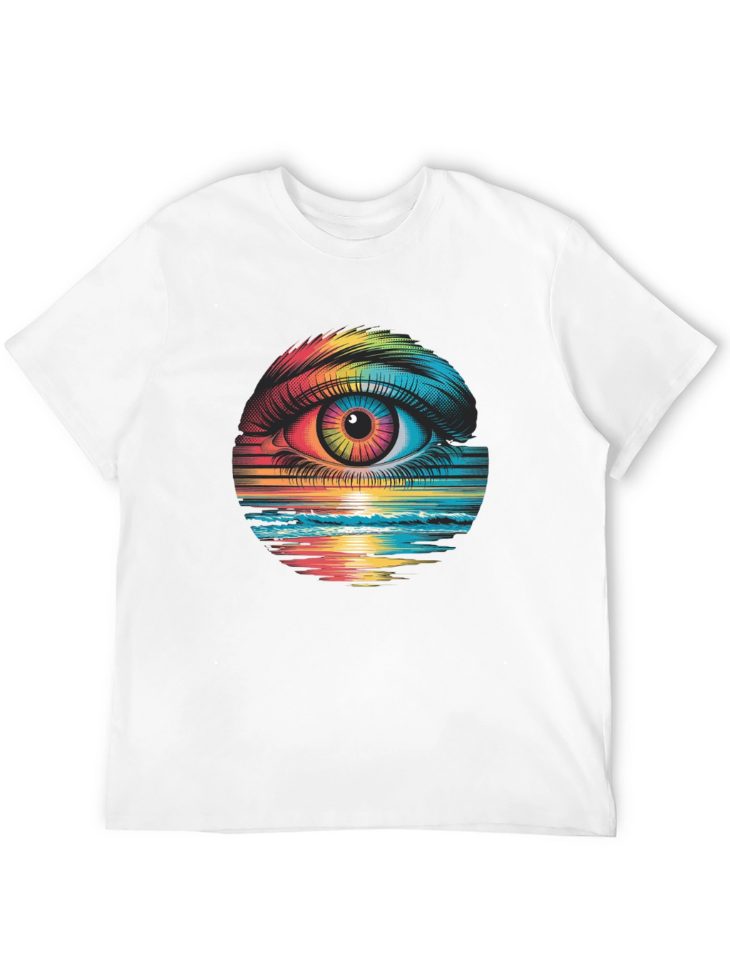 Psychedelic Eye Black T-Shirt - Rainbow Vision