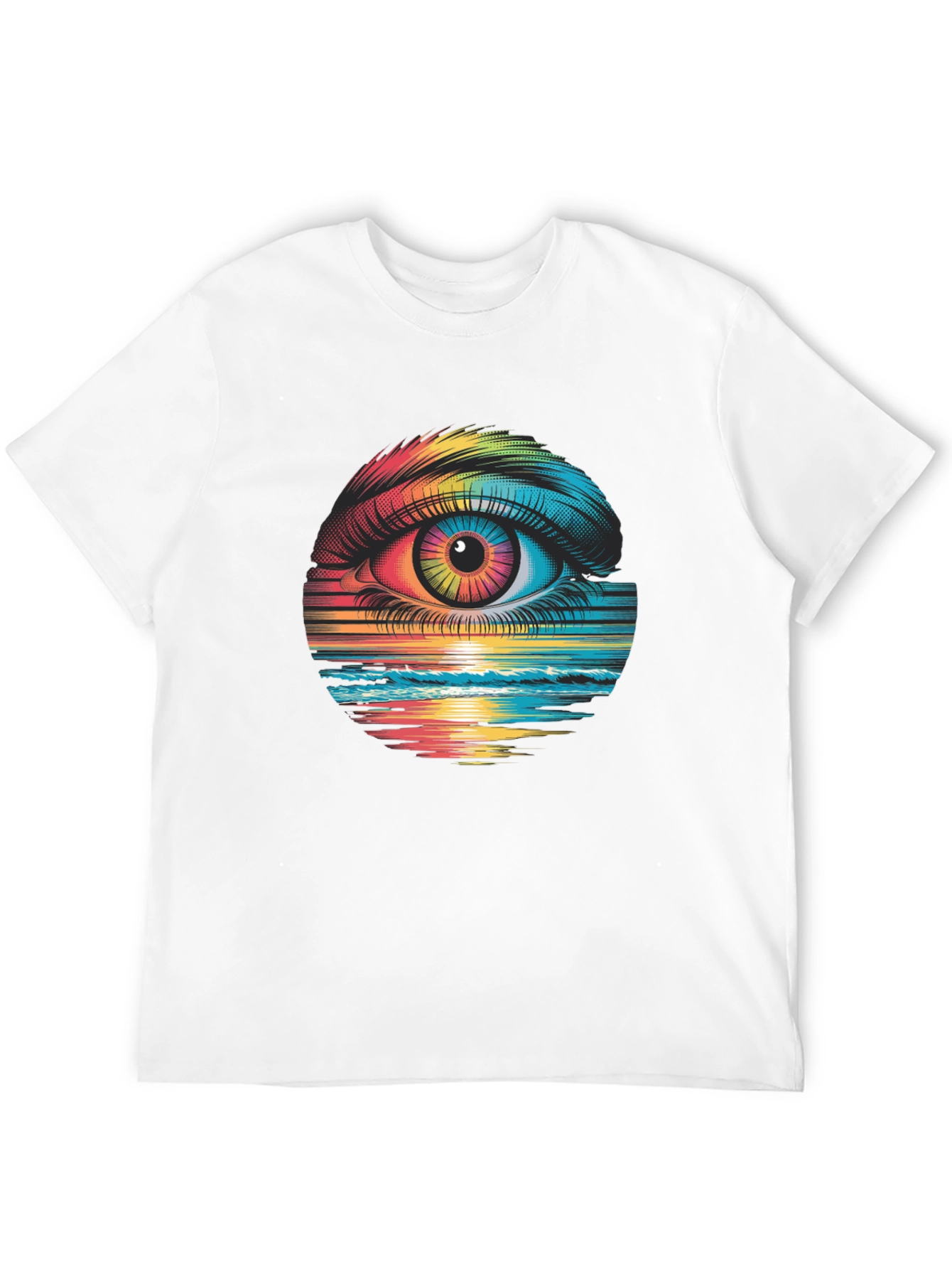 Psychedelic Eye Black T-Shirt - Rainbow Vision