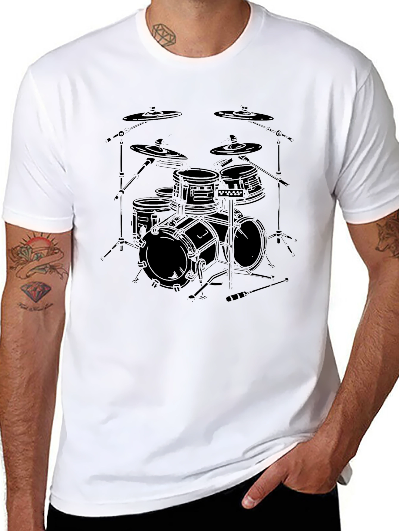 Drum Kit Graphic T-Shirt - Musician Style Tee