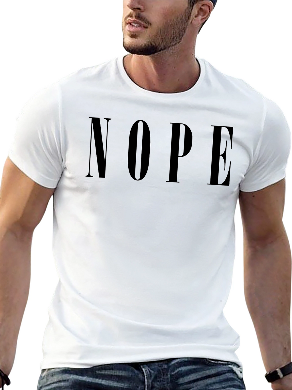 Nope Graphic Print Mens Black T-Shirt