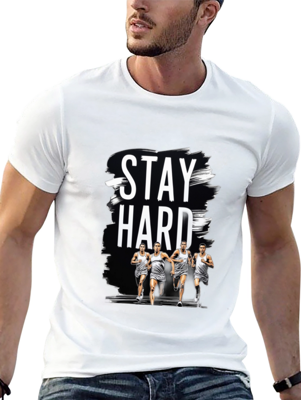 Stay Hard Graphic Print Black Tee