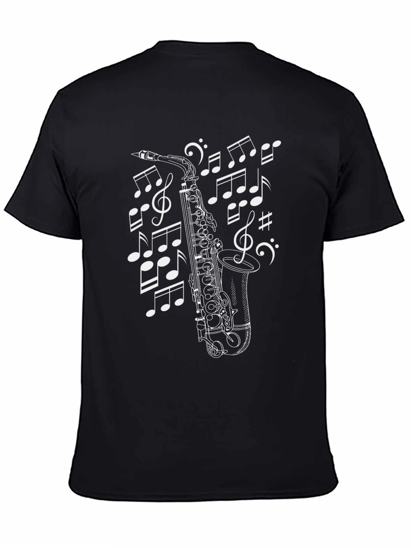 Musical Saxophone T-Shirt - Black Cotton Tee