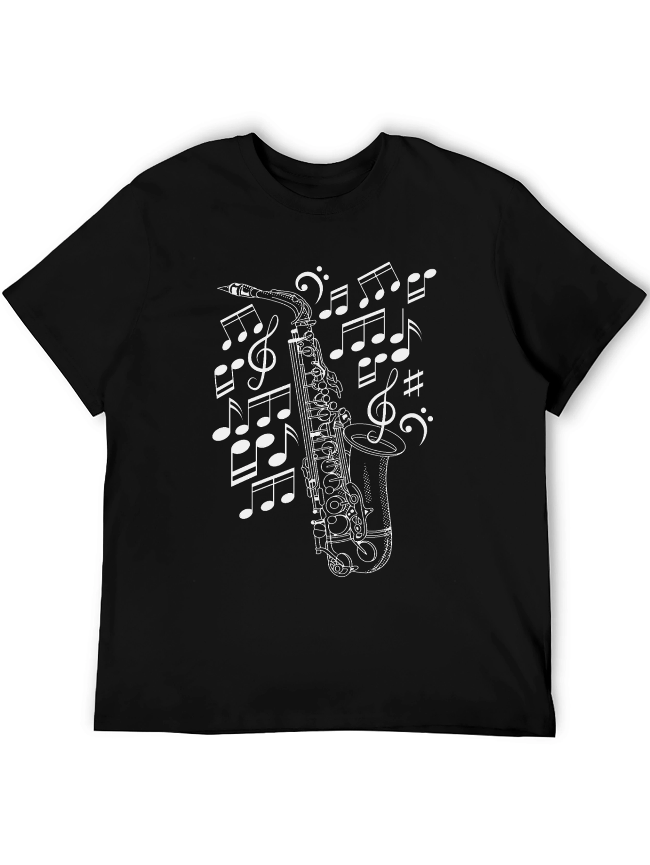 Musical Saxophone T-Shirt - Black Cotton Tee